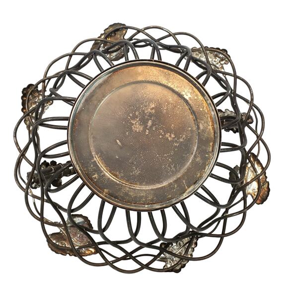 Godinger Silver Art Co Ltd. Wire Basket With Handle Grapevine Grape Leaves 11" - Picture 8 of 12